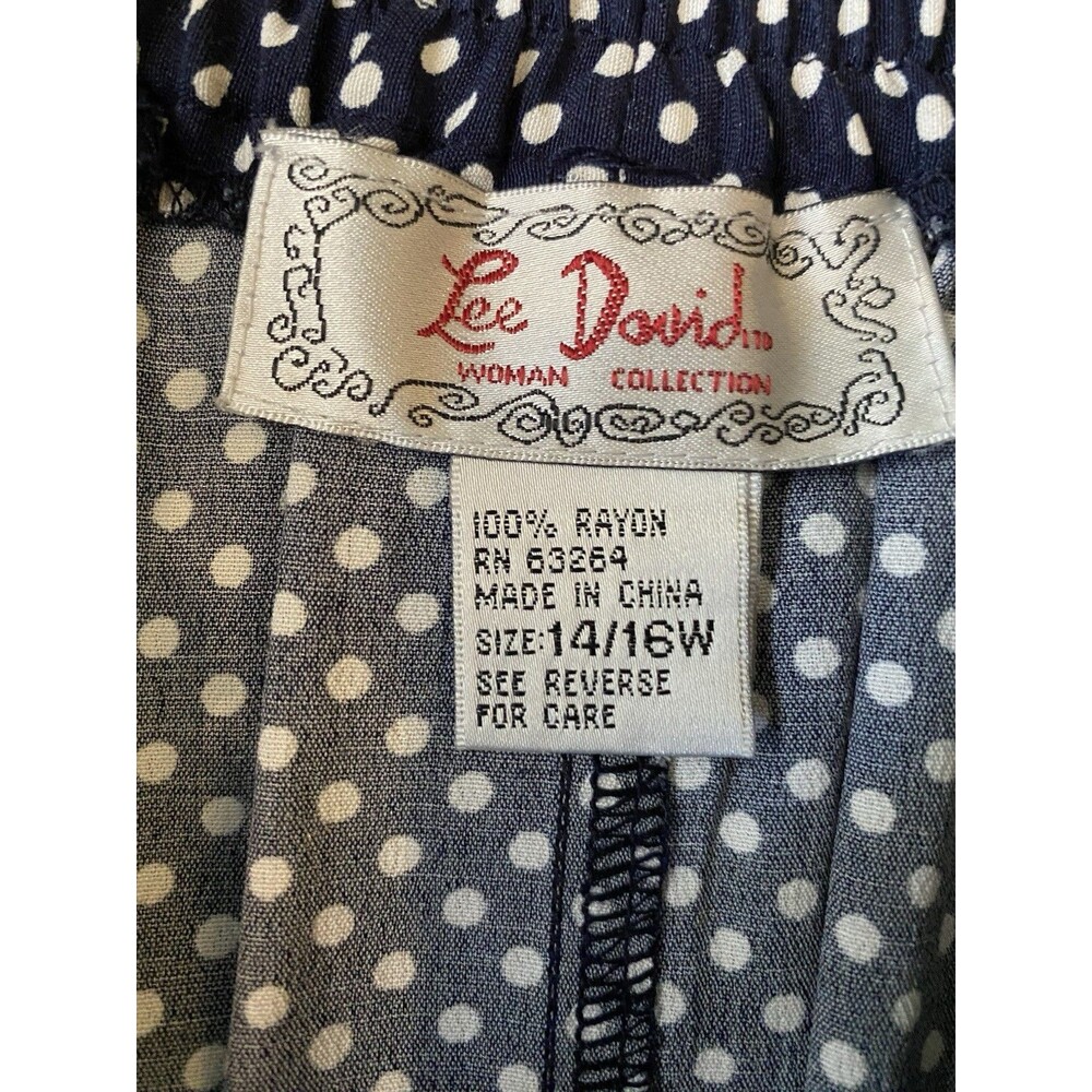 Vintage Lee David 80’s Skirt Suit Set Navy White Polka Dot Grandmacore Size 20W - Picture 13 of 16